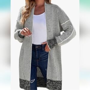*CHARTOU Women's Chunky Knit Waffle Loose Long Slouchy Cardigan Sweater
